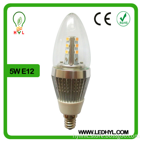 High quality 5W e12 led candle light bulb china manufacturer